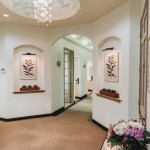 Hallway with art pieces on the wall
