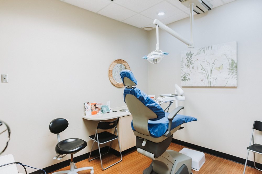 Inside Operatory room with blue dental chair